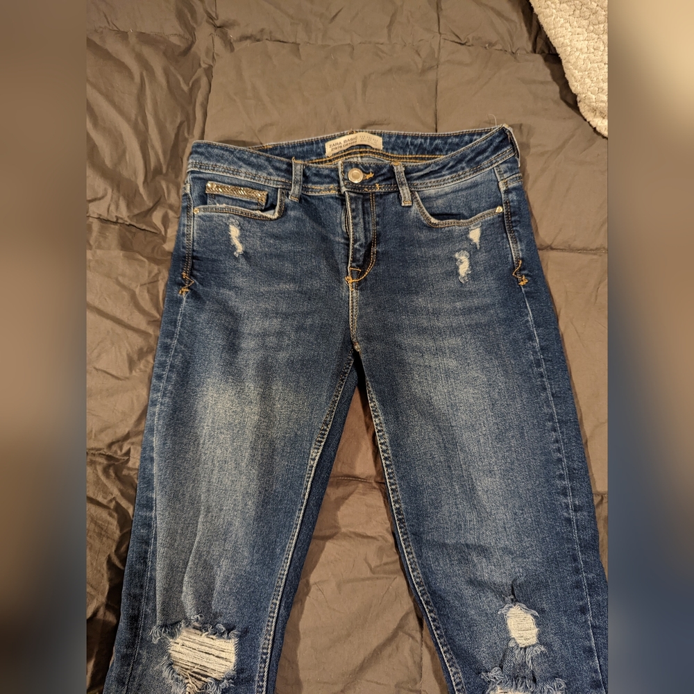 Zara Z1975 Distressed Denim Jeans